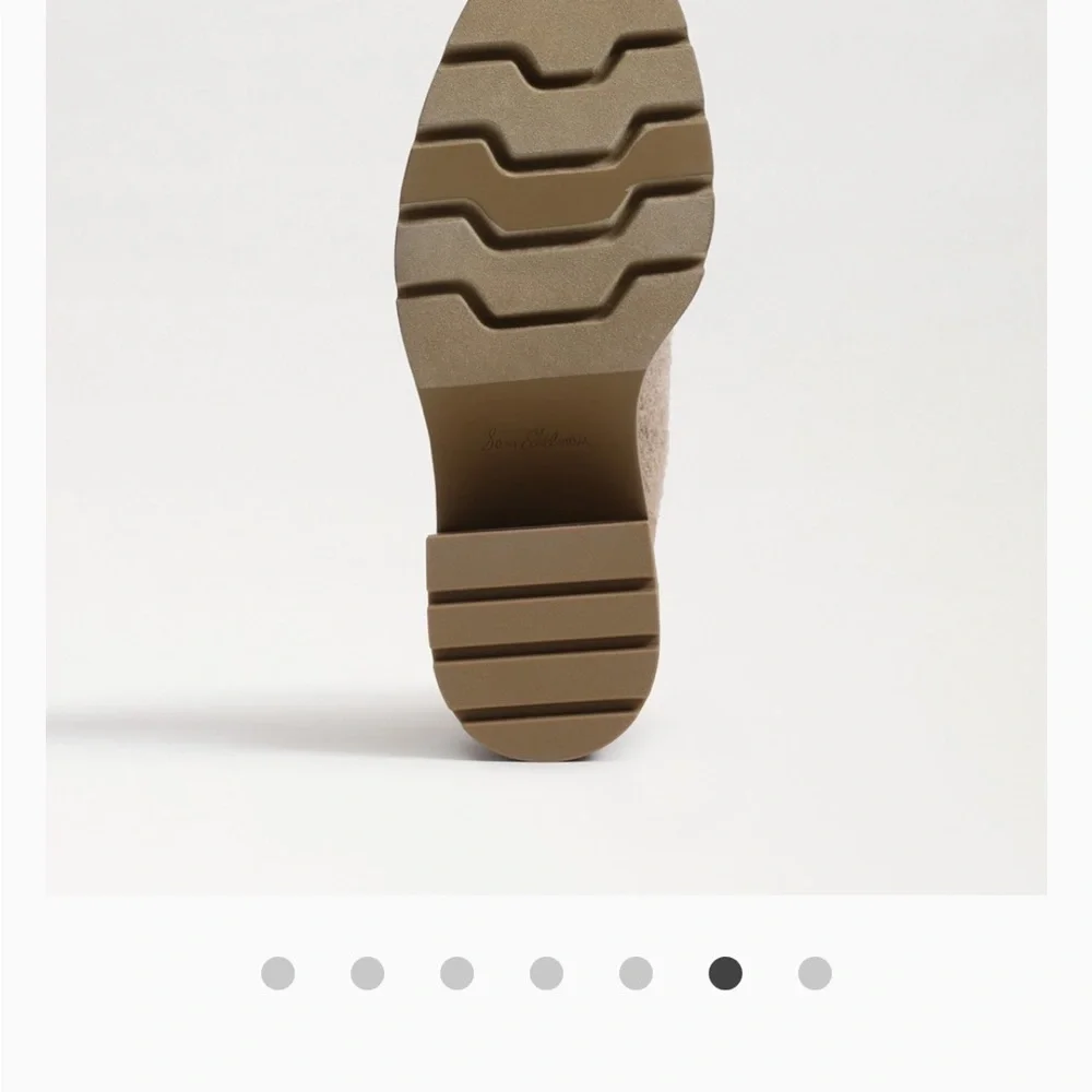 Lug Sole Sock Boots, Block Heel Ankle Booties, Tan Neutral Winter‎ Shoes - Picture 6 of 6